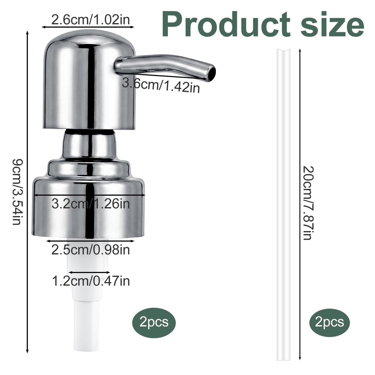 2 Pack Silver Replacement Pump for Soap Dispenser