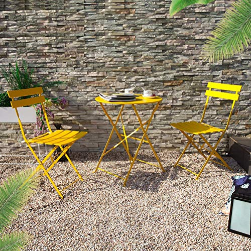 Grand patio Folding Bistro Set 3 Pieces, Conversation Set, Folding 2 Chairs and 1 Table, Weather Resistant, Patio Table Chairs for Balcony,Yard,