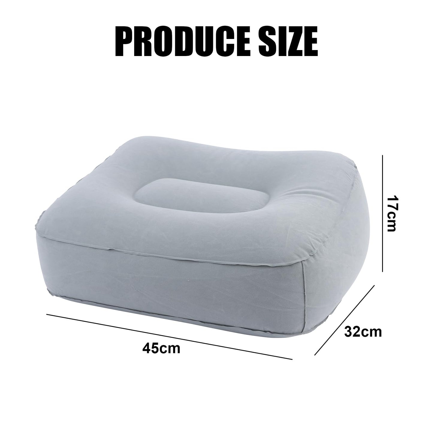 Inflatable Foot Rest for Travel 2 Pack, Inflatable Foot Rest Pillow for Car Office Home (Grey)