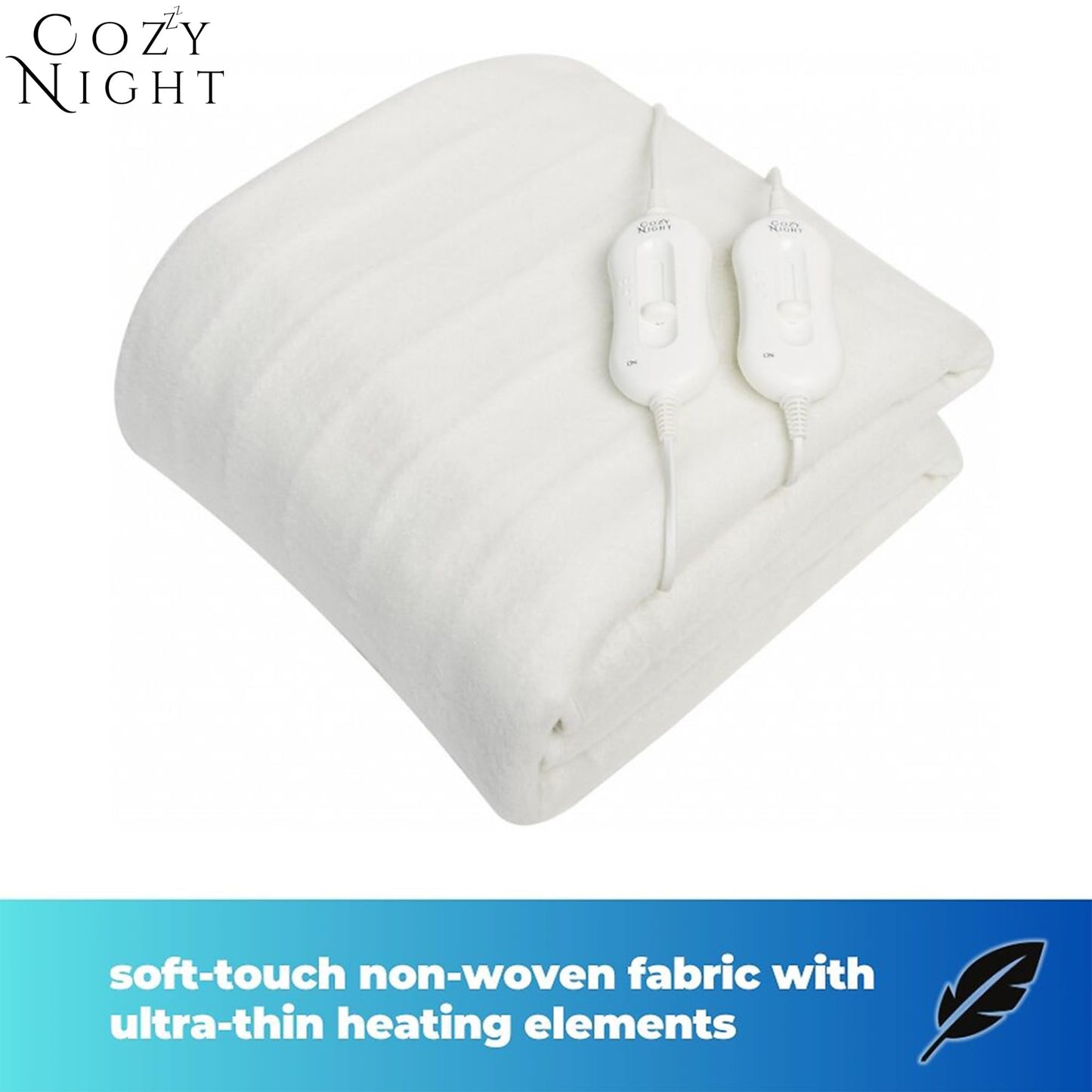 Cozy Night Superking Electric Blanket, Size 182 x 200cm, Soft Fitted Underblanket Mattress Cover, Quick Fit Corner Straps, 3 x Heat Settings, Dual