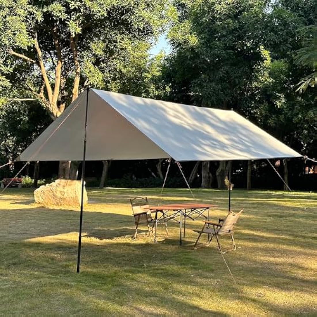 HIDEWALKER Camping Tarp Shelter 3x3m 3x4m 3x5m Lightweight Tent Tarpaulin Waterproof Tent Awning Canopy Basha Sunshade for Hiking Backpacking (Khaki, 3x4m)