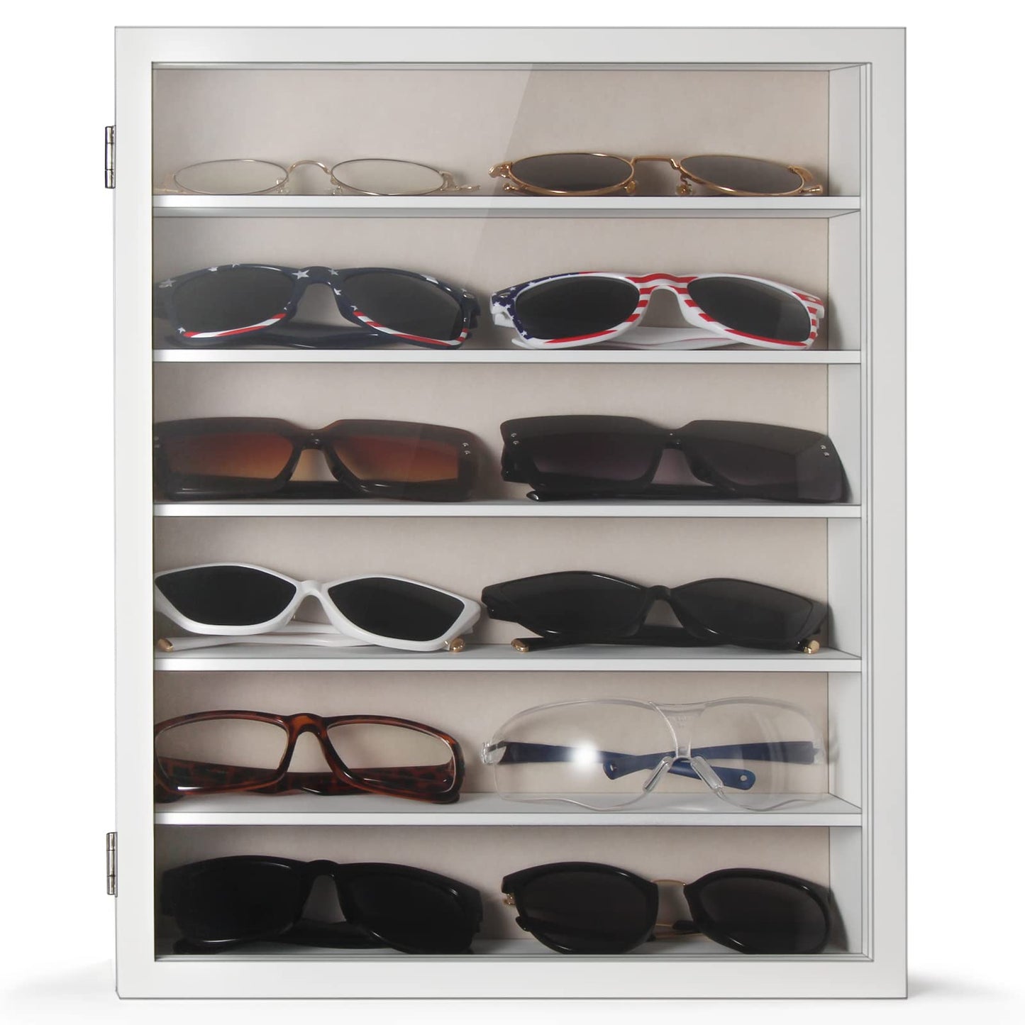 TJ.MOREE Sunglasses Organizer Storage Wall Mounted: 13 x 15.6 inches Eyewear Display Case Rustic Wood Eyeglasses Holder Large Glasses Storage