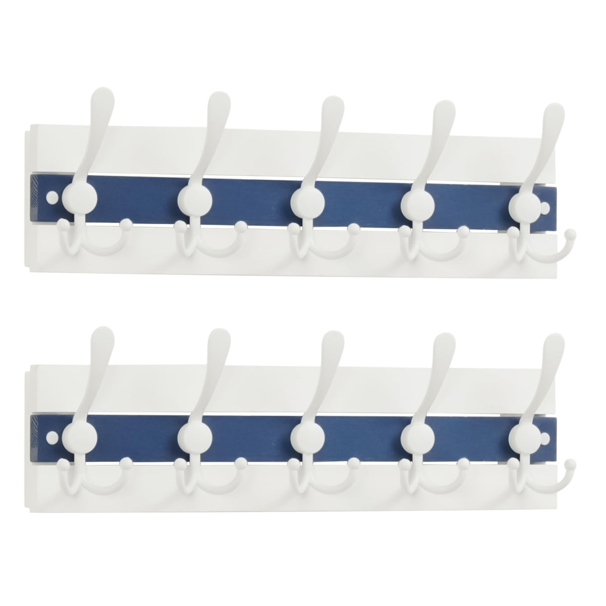 SKOLOO Coastal Wall Mounted Coat Rack - 43cm Beach House Entryway Wooden Coat Hook with 5 Hooks for Hanging Coats, Hats or Towels
