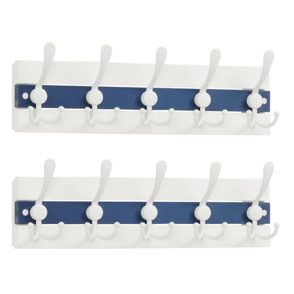 SKOLOO Coastal Wall Mounted Coat Rack - 43cm Beach House Entryway Wooden Coat Hook with 5 Hooks for Hanging Coats, Hats or Towels