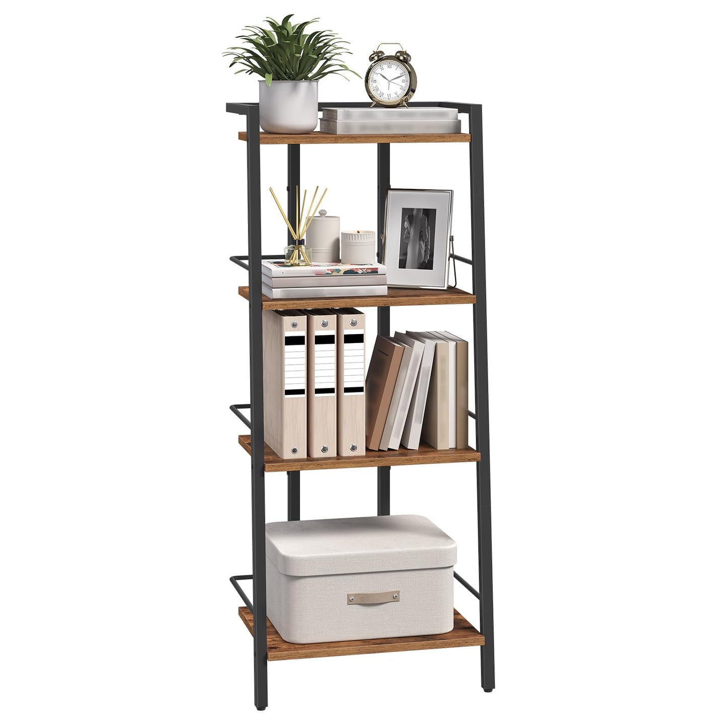 MAHANCRIS Ladder Shelf, Book Shelf, Ladder Shelving Unit, Narrow Bookcase