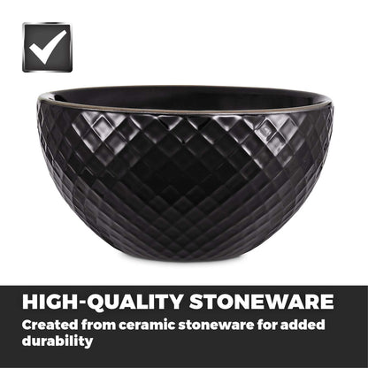 Tower T867002BLK Empire 16 Piece Dinnerware Set, Stoneware, Black and Brass