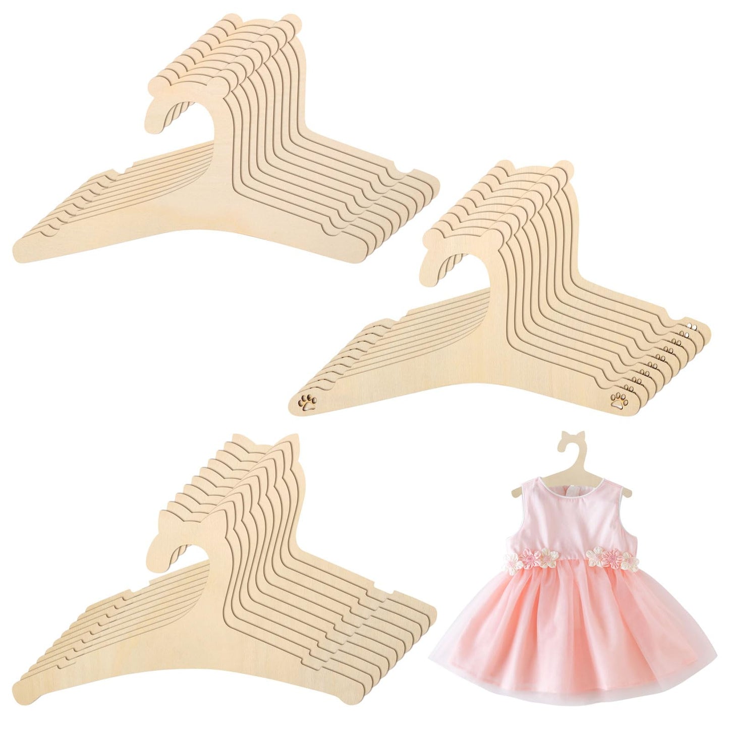 30 Pcs Baby Hangers, Wooden Coat Hangers, Baby Hangers for Clothes, Baby Coat Hangers Wooden