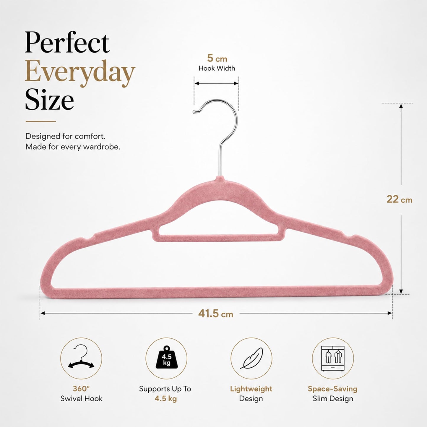 Housezy Coat Hangers, 20 Pack, Non-Slip Velvet Hangers for Clothes with Tie Bar & 360° Rotating Hook, Strong & Durable