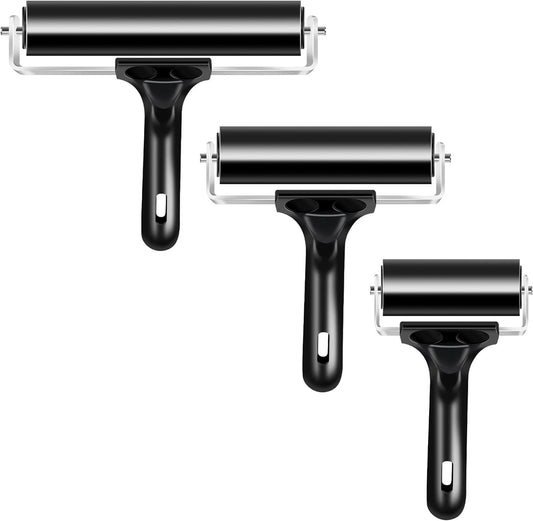 VinBee Soft Rubber Brayer Rollers (6 cm,10 cm and 15 cm) for Crafting Brayer Rollers for Printmaking Brayer Tool wallpaper roller Brush Ink Applicator