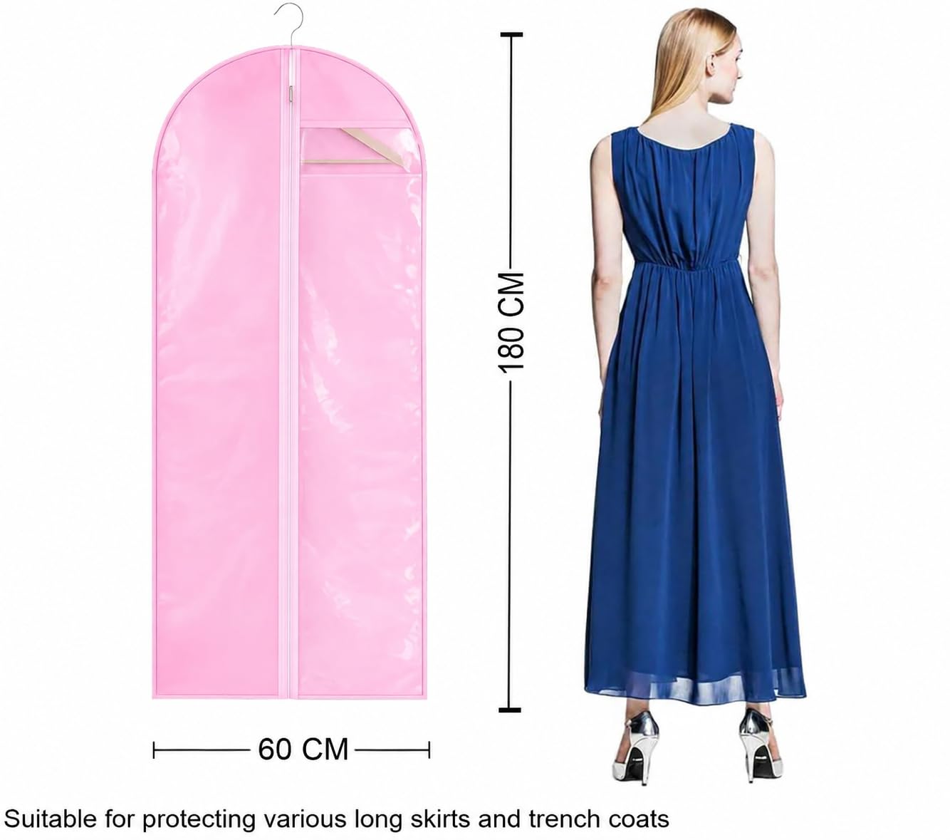 Niviy Wedding Dress Bag 60 x 180 cm, Long Dress Garment Cover with Handle