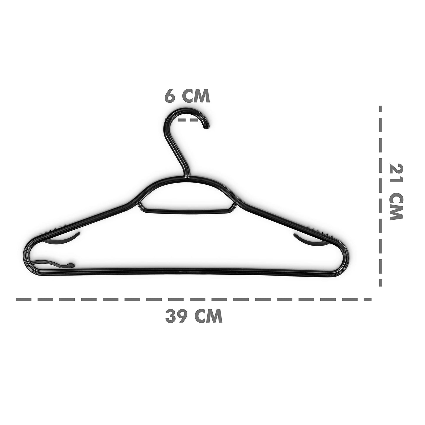 KEPLIN 60 Pack 5-in-1 Clothes Hangers – Adult Plastic Coat Hangers for Wardrobe – Space Saving Storage Organiser Hangers with Tie Bar, Strap Hooks
