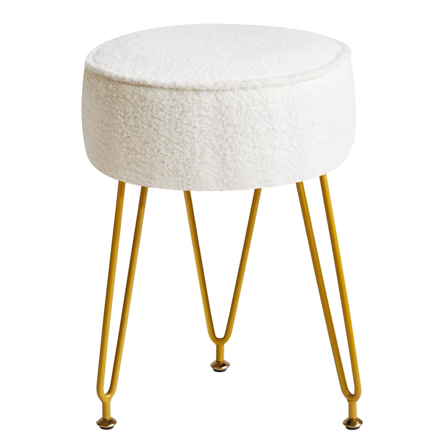IBUYKE Makeup Vanity Stool Chair, Teddy Velvet Footrest, White WBD009W