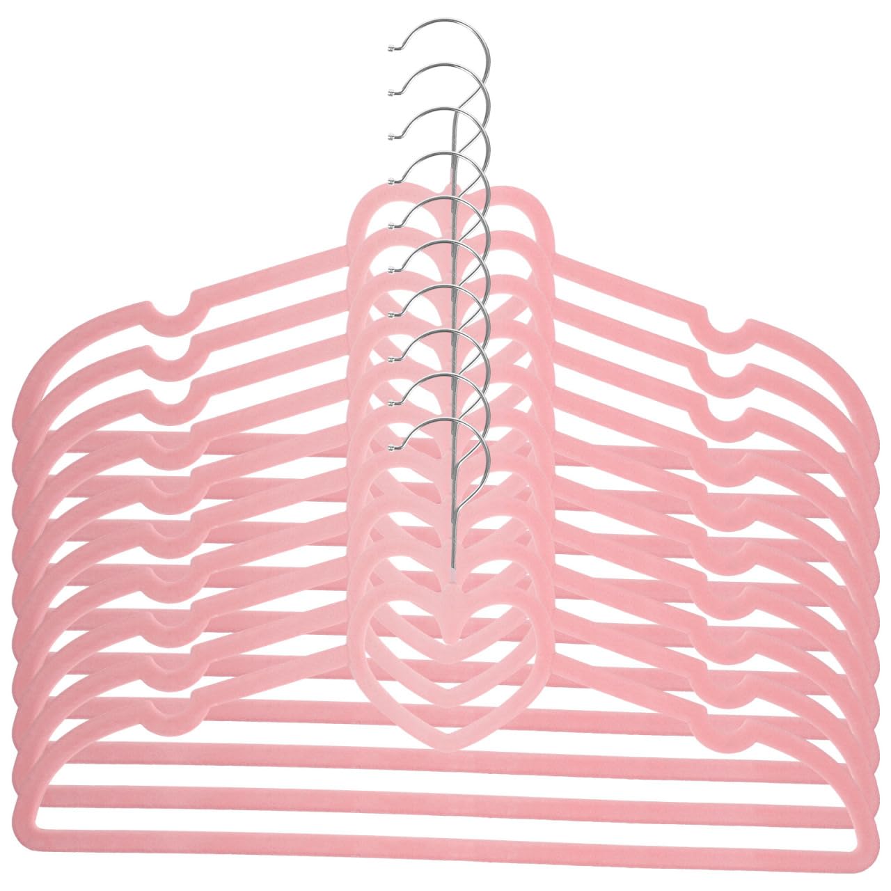 Mobestech Heart Shaped Clothes Hangers 10 Pack Plastic Coat Hangers with Swivel Hook Non Slip Hangers for Clothes Skirts Dresses Shirts and Pants for