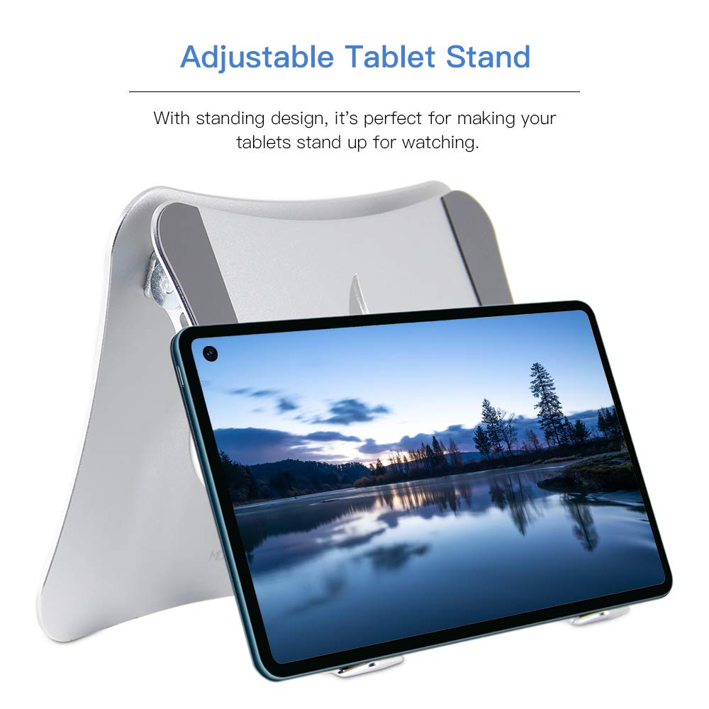 MISOTT Laptop Stand, Ergonomic Adjustable Laptop Riser, Computer Stand for 10-15.6" Laptops and Tablets (Aluminum, Silver)