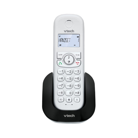 VTech CS1500 DECT Cordless Phone with Call Block, 1 Handset, Landline House Phones, White, Caller ID/Call Waiting, Redial, Handsfree, illuminated