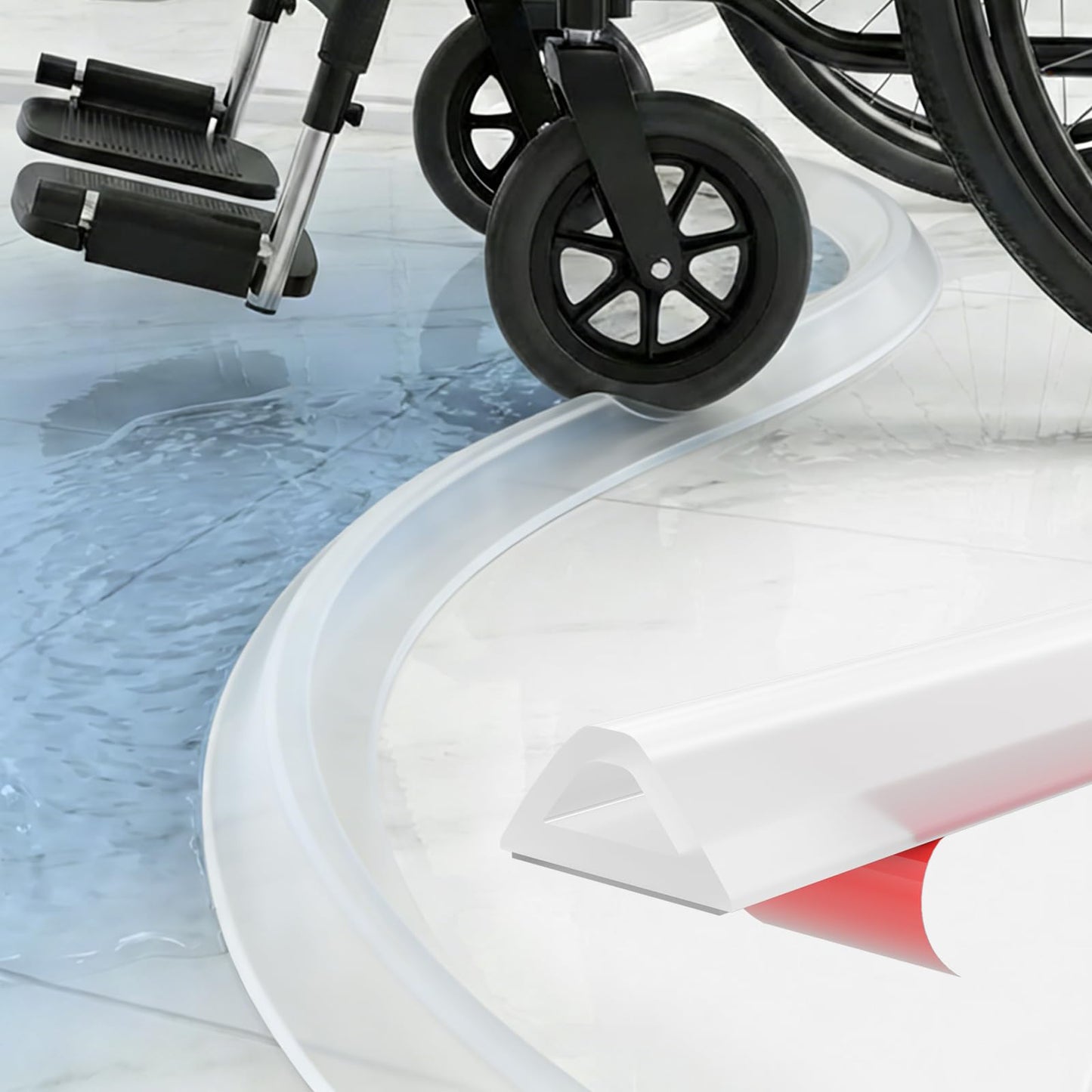 Nayotaa Wet Room Floor Barrier Flexible Water Barrier 100cm (Transparent) - Leakproof Shower and Sink Seal