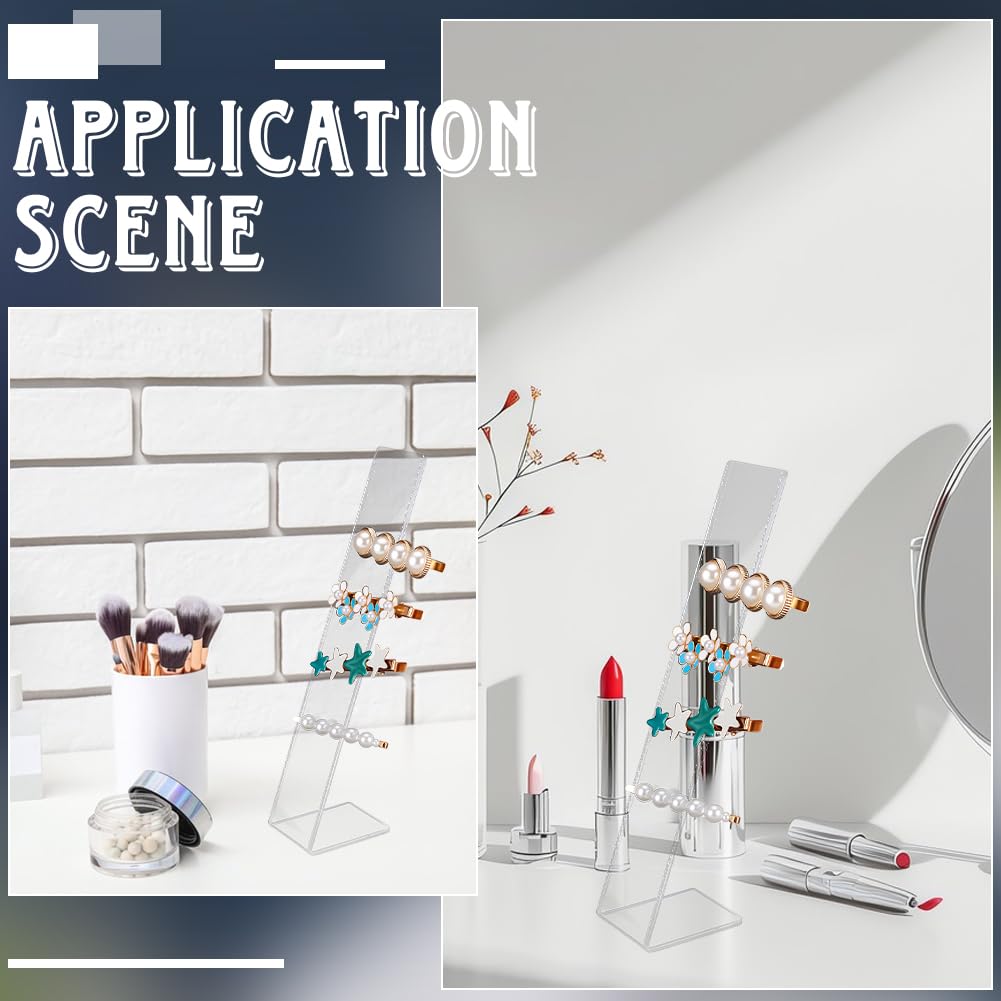 SOFPLATE 4Pcs Acrylic Hair Clip Stand Barrette Holder Display L Shaped Rectangle 1.5 x 2 x 7.5 Inch Blank Hairpin Storage Organizer Rack for Selling