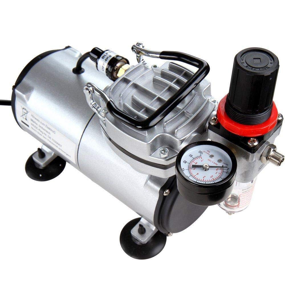 Timbertech Airbrush Kit with Air Compressor ABPST05 With Powerful Airflow and High Working Pressure for Hobbies Crafts Nail Art Tattoos Cake