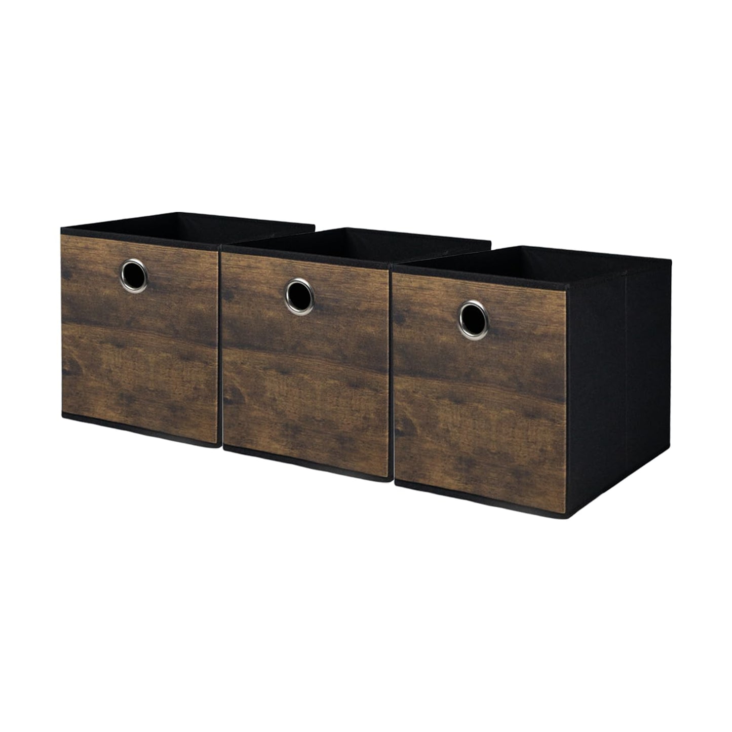 KANCNT Sturdy Cube Storage Boxes with Exquisite Wood Look,Stylish Thickened Fabric Storage Cube Bins for shelves,Foldable Storage Basket for