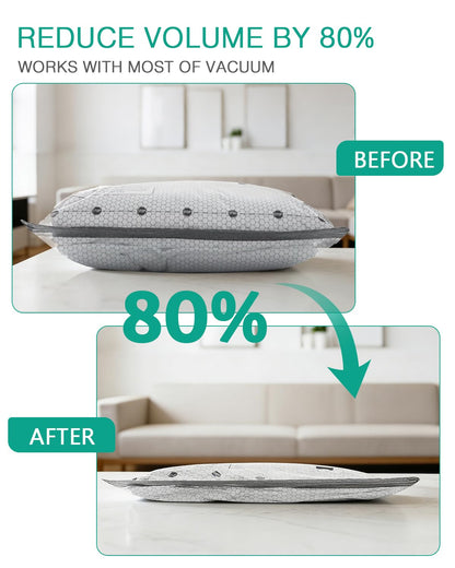 ORIA Vacuum Storage Bags, 6-Pack 2 Large, 2 Medium, 2 Small, Reusable Space Saver Vacuum Bags for Travel Clothes, Comforters, Bedding