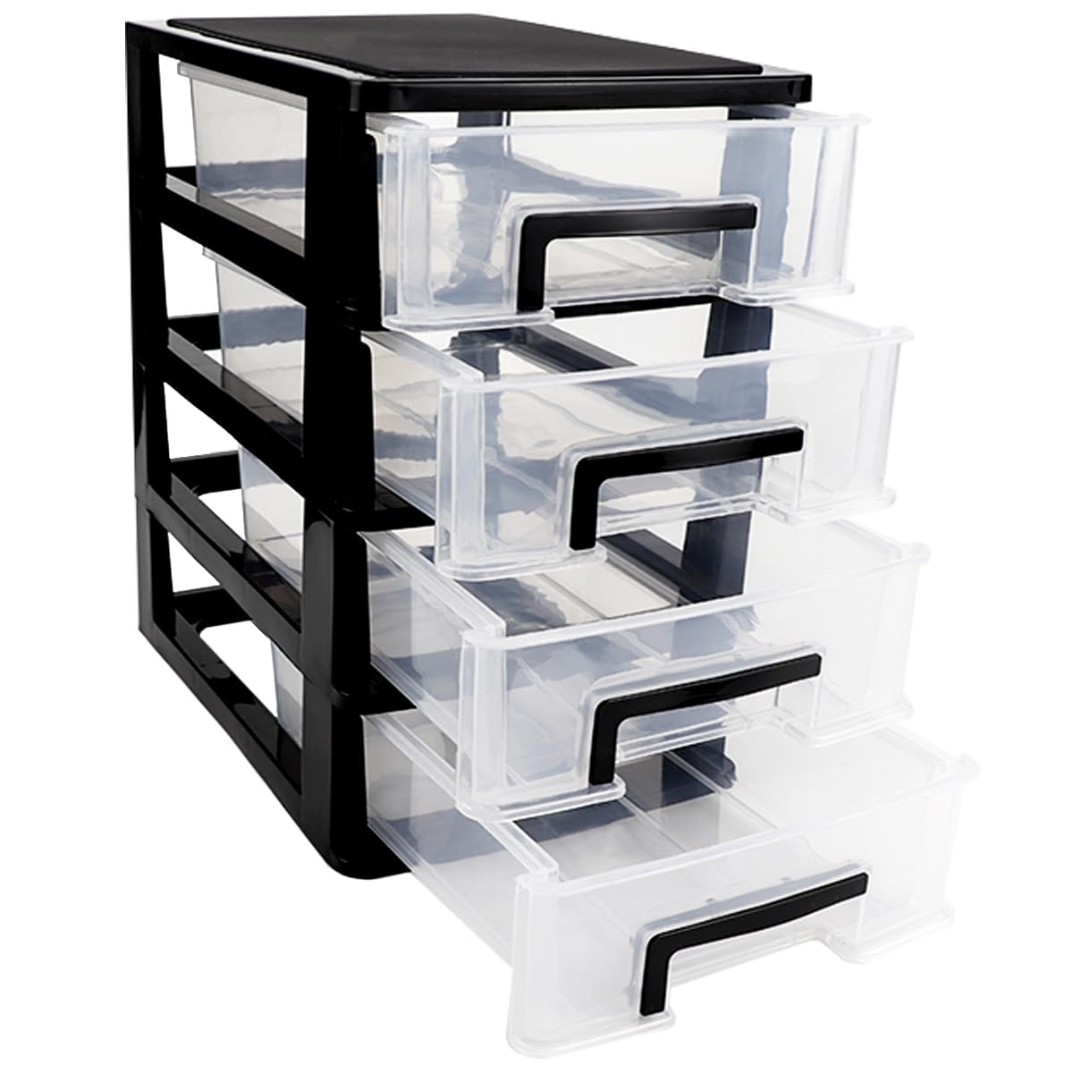 LNQ LUNIQI Plastic Desk Organizer,Desk Storage Box with 4 drawers,Makeup Organizer Sundries Storage Multifunction Storage Rack for Office School Home