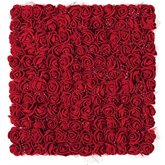 MWOOT Dark Red Roses Artificial Flower Heads, 144Pcs Mini Foam Roses for Crafts, Small Fake Roses Flower for DIY Wedding Halloween Party Festival Valentine's Day Decoration, 2.5CM Faux Flower Heads