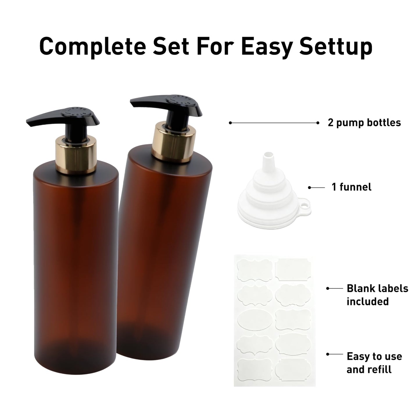 2 Pcs Hand and Dish Soap Dispenser Set, 300 ML Plastic Washing Up Liquid Dispenser Bottles