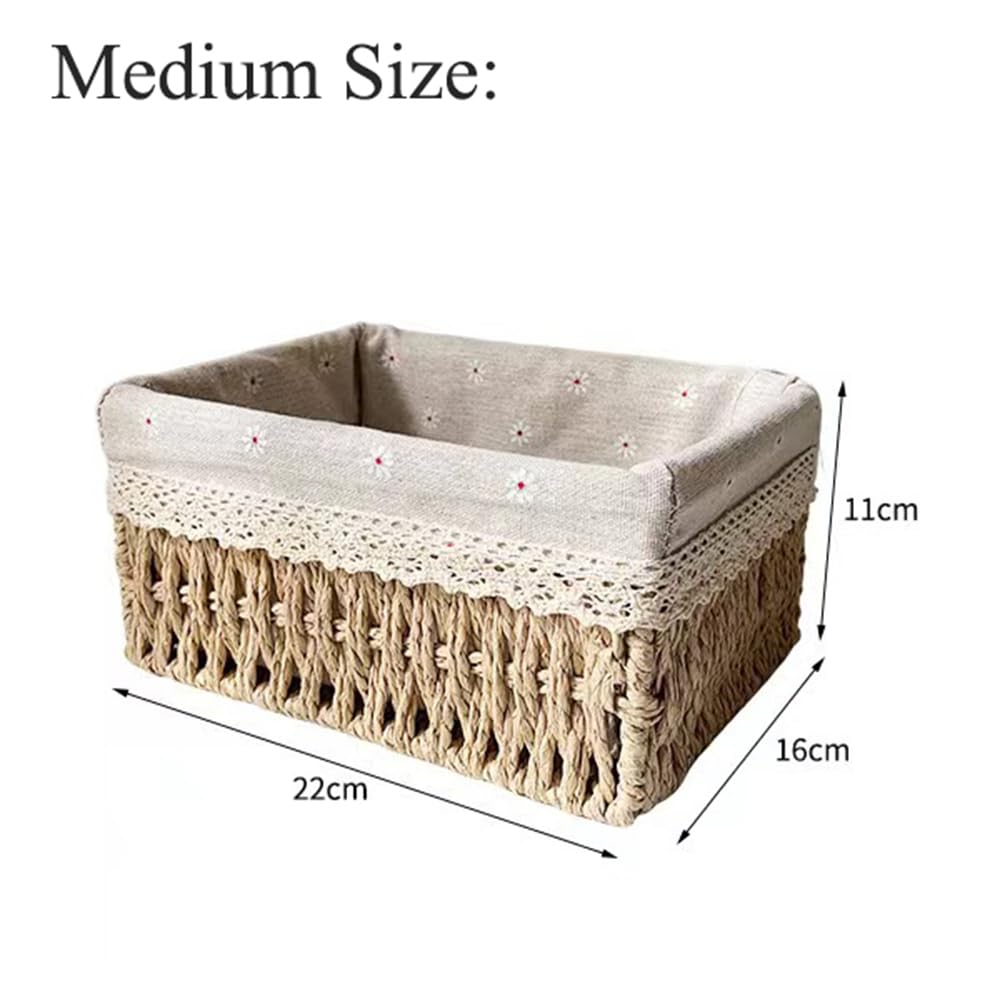 Seagrass Set of 3 Rectangular Storage Baskets (Daisy Style)