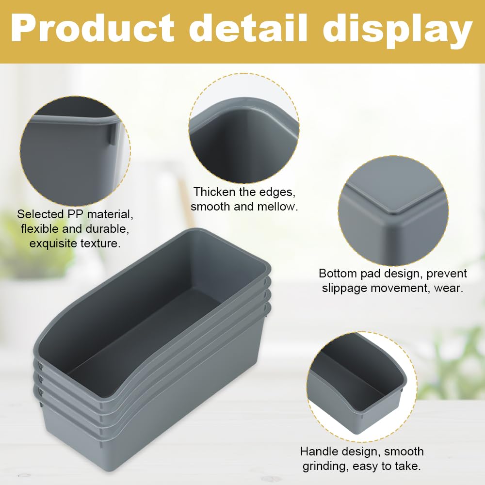 Set of 4 Storage Boxes, Storage Basket, Plastic Organiser Box