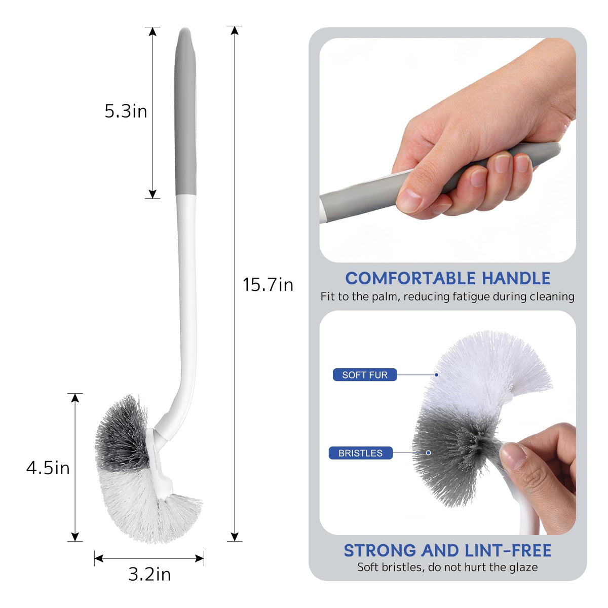 SetSail Toilet Bowl Brush, 3 Pack Toilet Brushes for Bathroom Compact Size Dense and Durable Toilet Cleaner Brush for Deep Cleaning Right Angled