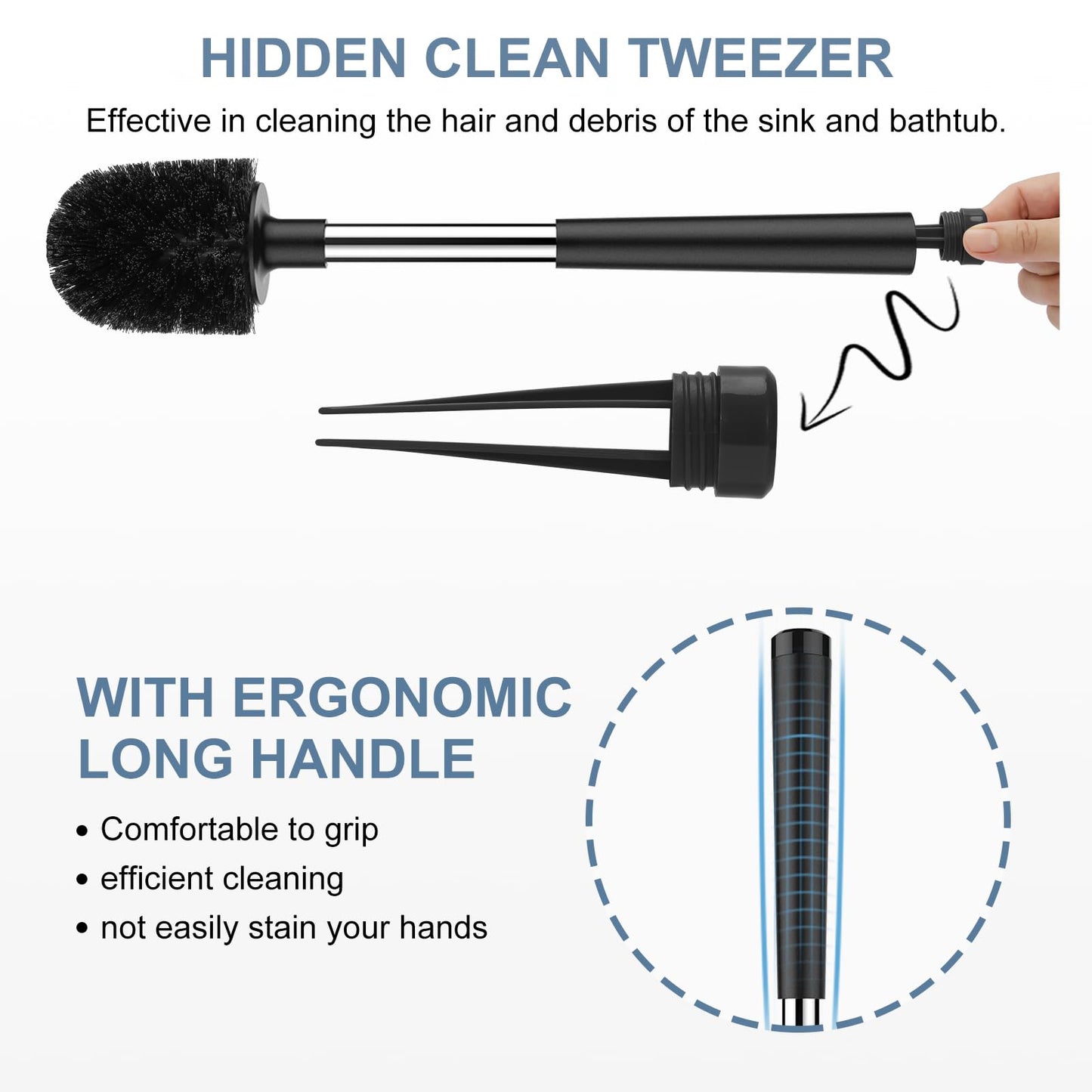 SetSail Toilet Bowl Brush and Holder for Bathroom Cleaning, Black, 1 Pack
