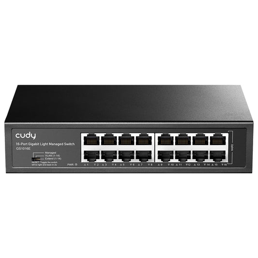 Cudy GS1016E 16 Port Light Smart Managed Gigabit Switch Plug & Play, Sturdy Metal w/Shielded Ports QoS, VLAN, IGMP LAG, Rack-Mountable Steel Case