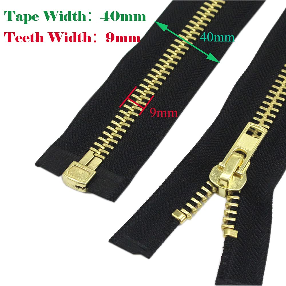 YaHoGa 48 cm #10 Large Metal Zip Separable Zip for Coat, Jacket (Brass)