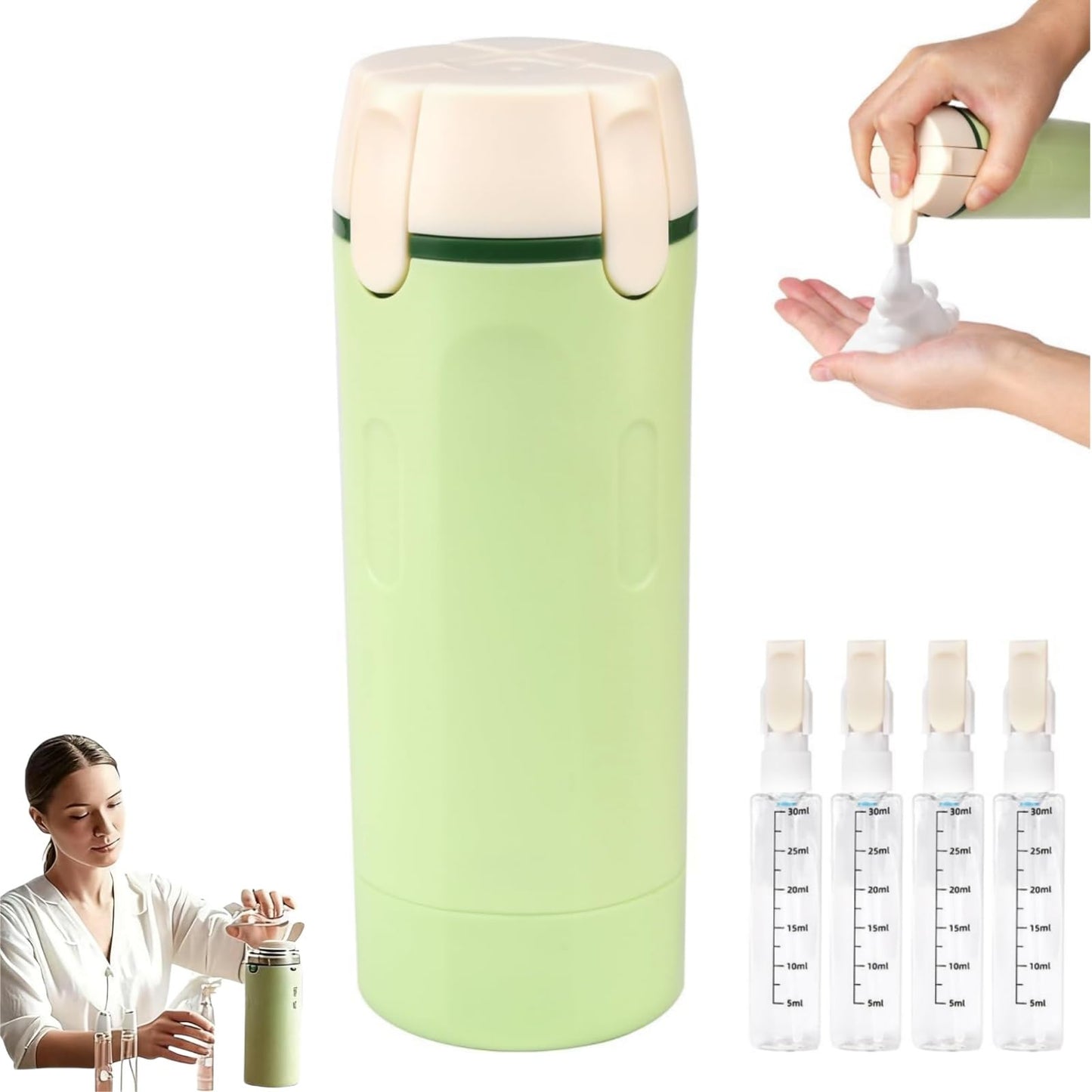 4 In 1 Travel Bottle Dispenser,Travel Pump Bottles For Toiletries,Portable T-ravel Essentials,Leak Proof Design Squeeze Bottles,Multifunctional