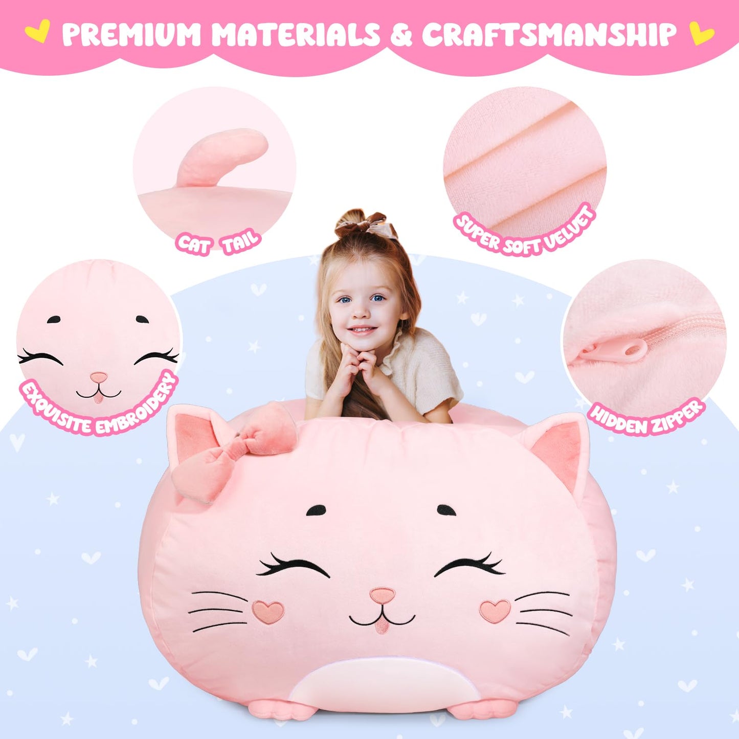 GAGAKU Cuddly Toy Bean Bag Storage Cover 200 L, XXL Toy Storage Bag for Children's Room Large Fillable Zip Bean Bag for Organising (Citty)