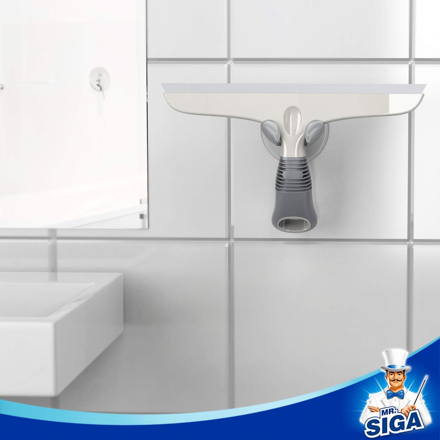 MR.SIGA Silicone Squeegee for Shower Doors, 25 cm/10 inch, White & grey