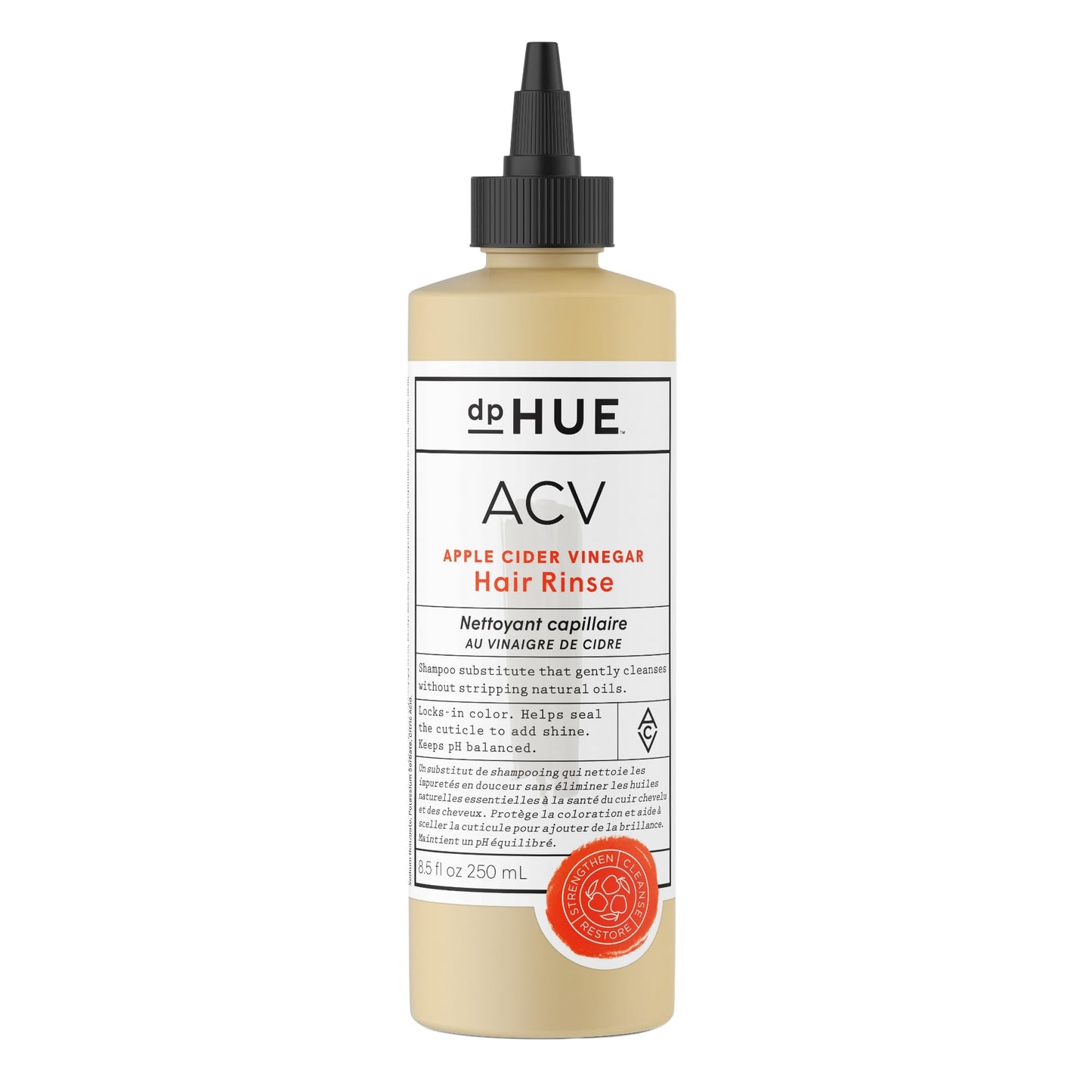 dpHUE Apple Cider Vinegar Hair Rinse, 8.5 oz - Shampoo Alternative, Scalp Cleanser & Post Workout Rinse - Removes Buildup & Sweat - Protects Natural