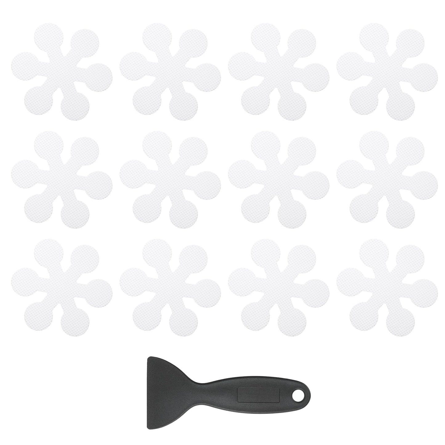 PATIKIL 12 Pcs Non Slip Bathtub Stickers, Anti Slip Shower Stickers with Scraper Bathroom Shower Floor Decals Snowflake Shape Cute Treads Tubs