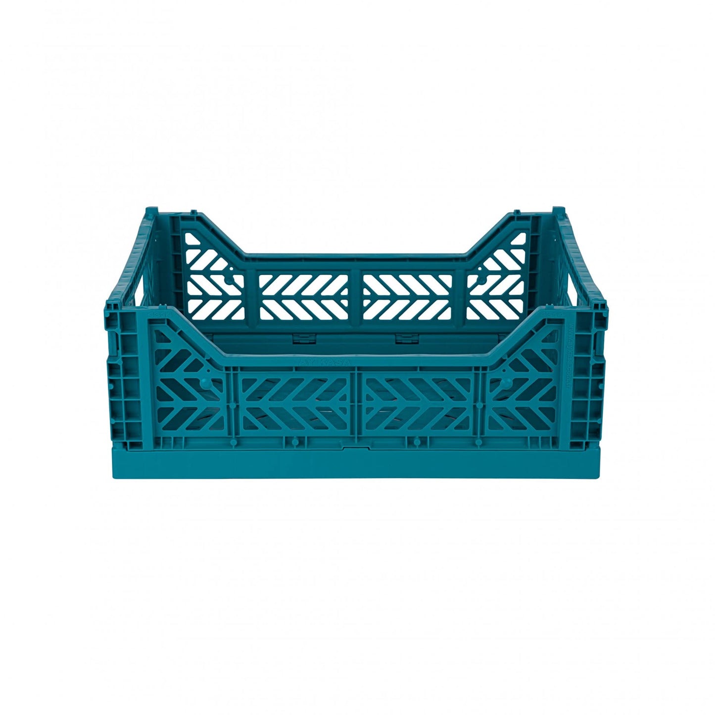 AYKASA Folding Crate, Sturdy Folding Crate, Plastic, Stackable, Peacock Green, Midi (40 x 30 x 14 cm)