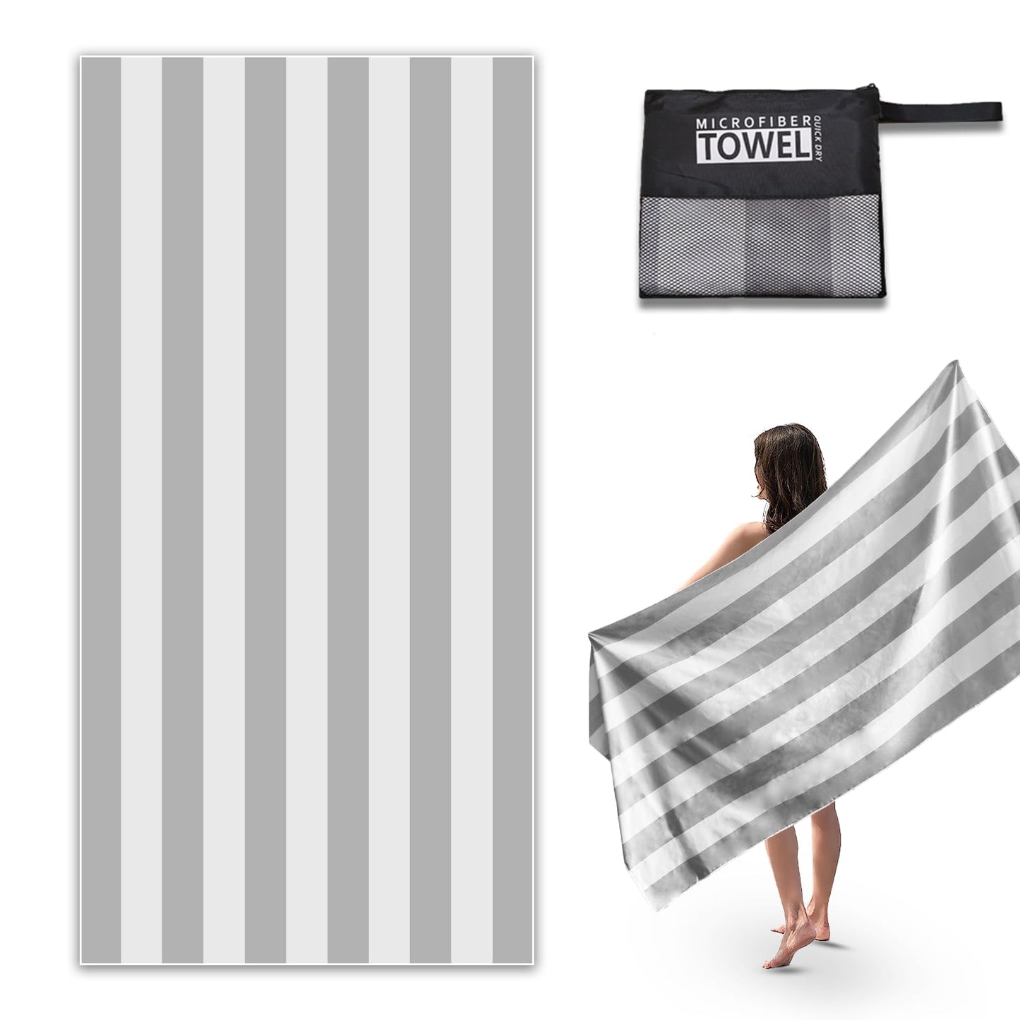 Anavasi 1 Pack Microfibre Beach Towels for Adults, 180 x 90 cm with Net Bag