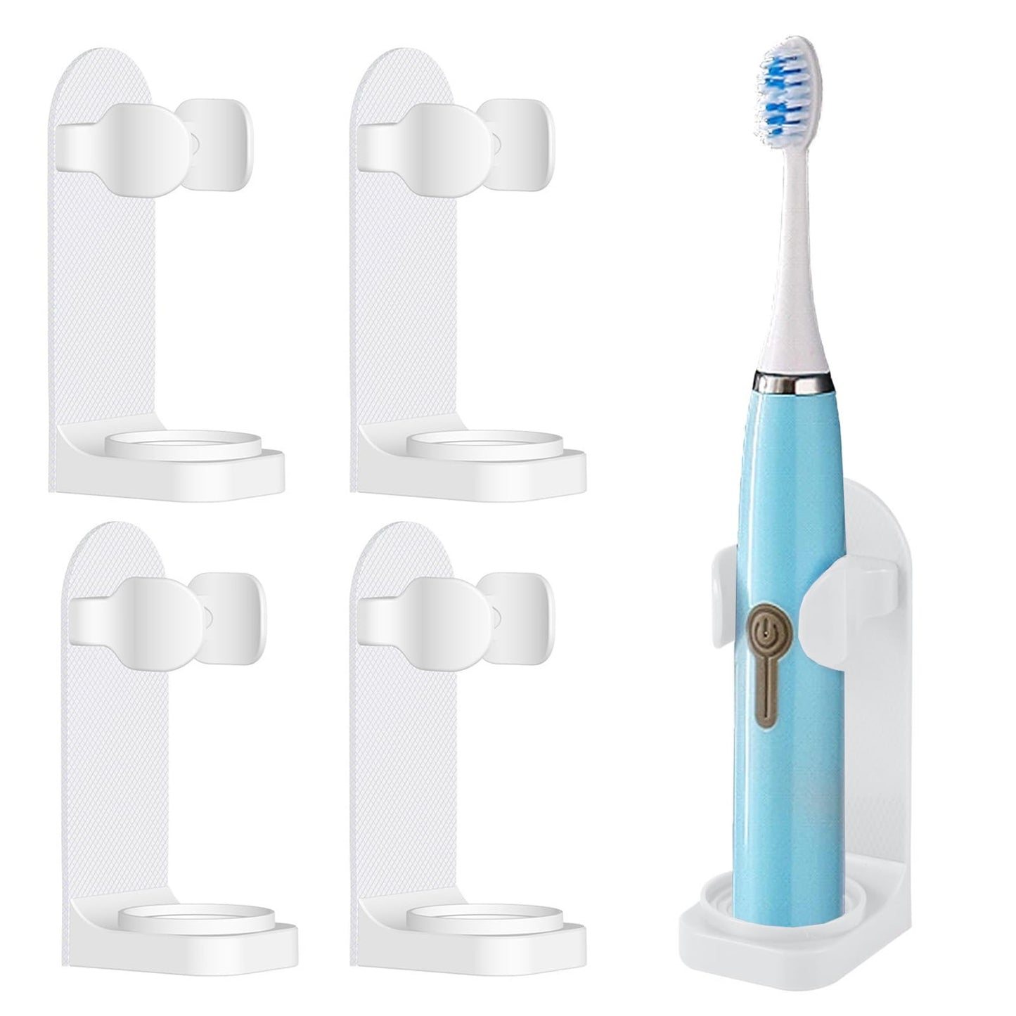 DOETYD 4 Packs Toothbrush Holder Electric Toothbrush Holder Wall Mounted Toothbrush Storage with Adhesive Plastic Electric Toothbrush Stand for