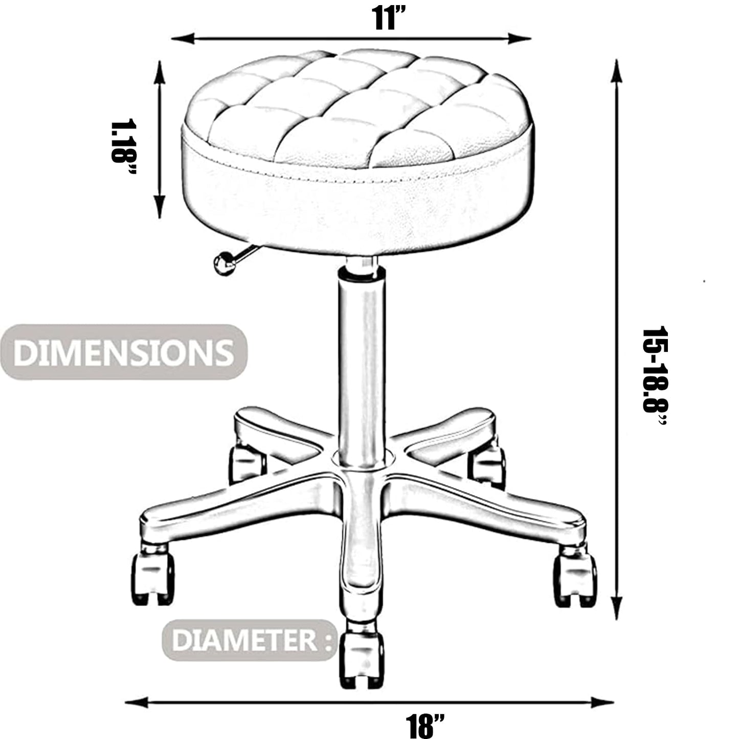 HNJZX Small Chair Round Rolling Stool with Wheels PU Leather Height Adjustable Swivel Stool Drafting Work Tatto Massage SPA Salon Stools Home Office