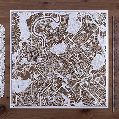 O3 DESIGN STUDIO Rome Paper Cut Map White 30x30 cm Paper Art