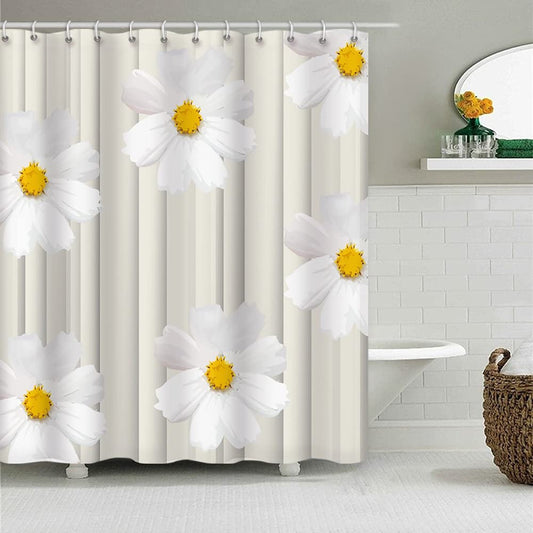 SDOTPMT 48x72inch Daisy Flower Pattern Shower Curtain Autumn Floral Blossom Bath Curtain Unique Design Aesthetic Art Bathtub Curtain for Bathroom