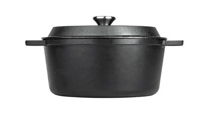 Prestige x Nadiya Cast Iron Casserole Dish with Lid - Black Cast Iron Dutch Oven Cooking Pots, 4.5L, Pre seasoned, Induction Suitable, Oven Safe &