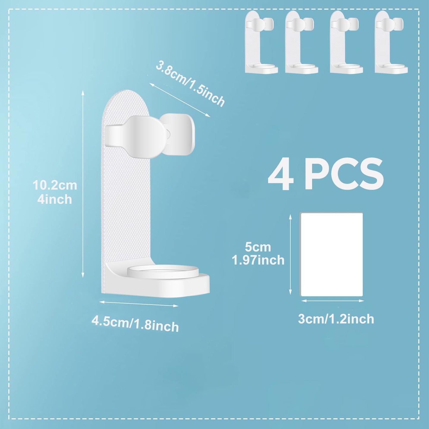 DOETYD 4 Packs Toothbrush Holder Electric Toothbrush Holder Wall Mounted Toothbrush Storage with Adhesive Plastic Electric Toothbrush Stand for