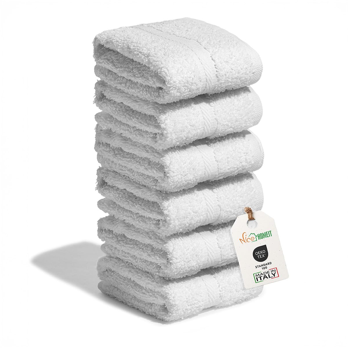 nice homeit - Set of 6 Washcloths 30 x 30 cm - Mini Face and Guest Towels 100% Cotton Ring - Soft, Absorbent, Washable - For Bathroom, Kitchen
