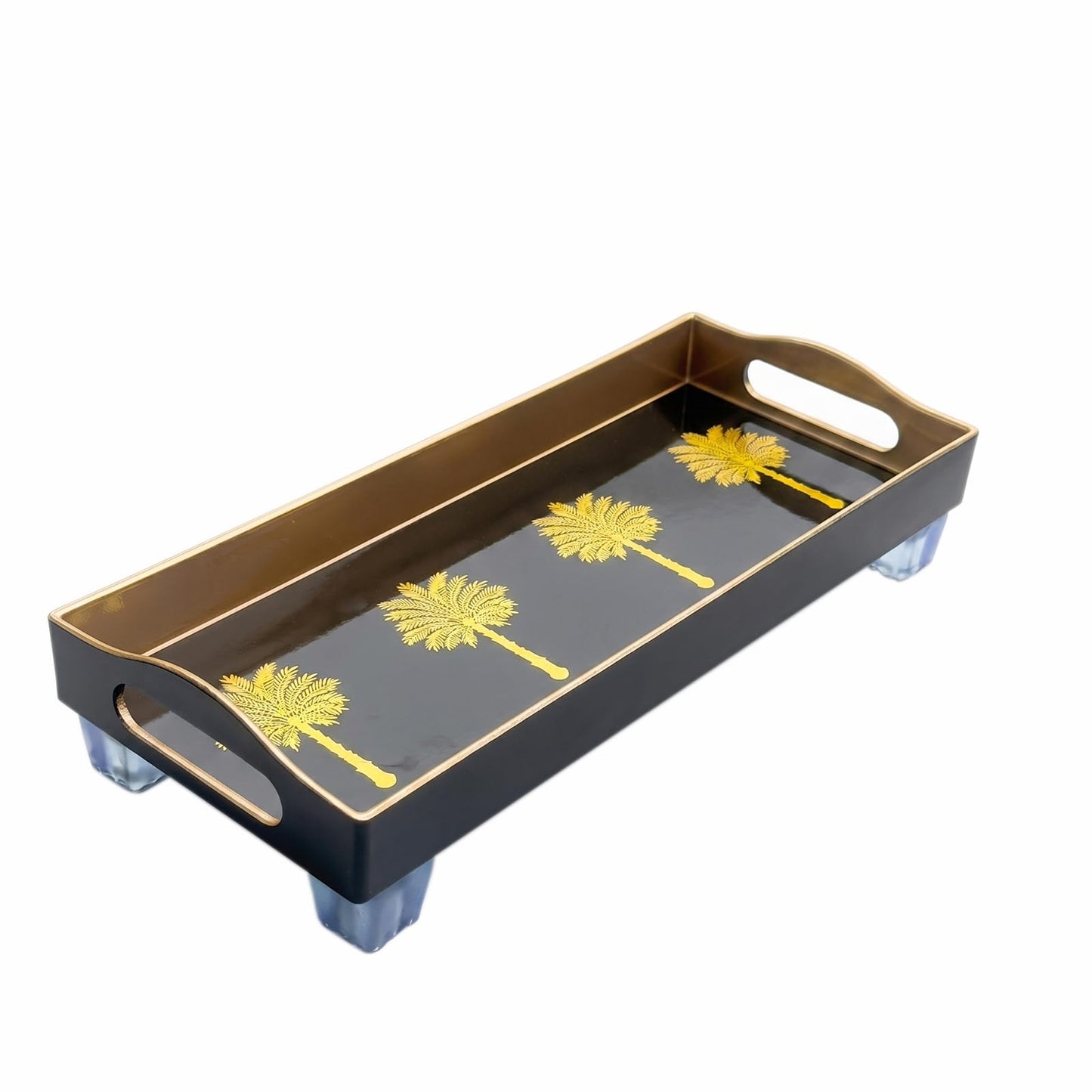 Simmer Stone Rectangular Tray - Bathroom Counter Organizer With Raisers 13.8 x 5.91 Inch
