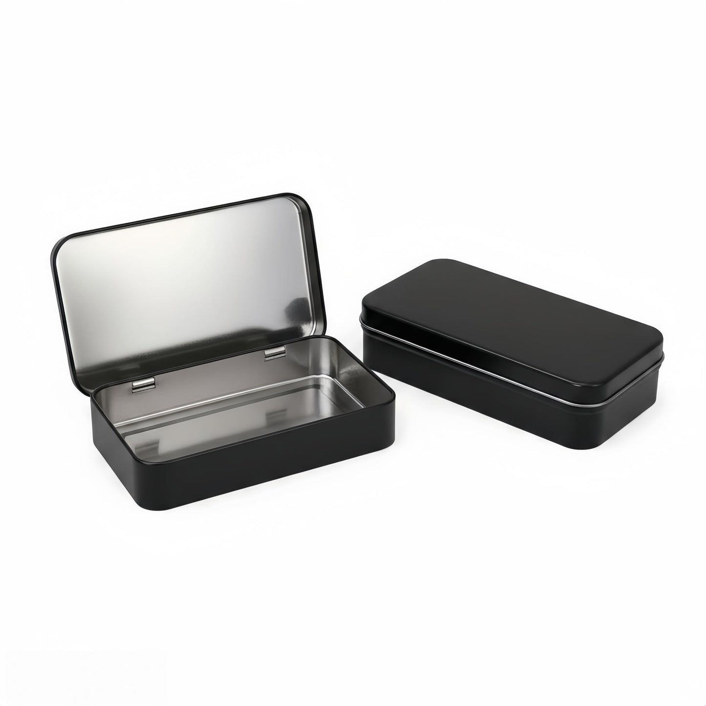 LJY Black Hinged Metal Tins, 2 Pack, 5.9 x 3.5 x 1.2 in