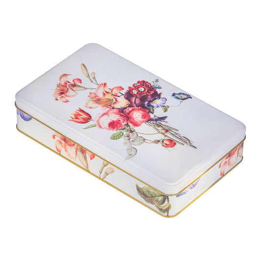 NOTIQUE Tin Metal Tin with Lid, Nostalgic Art Tin Box, Biscuit Tin, Storage Jar for Small Items - Collection Herbarium Flower Language